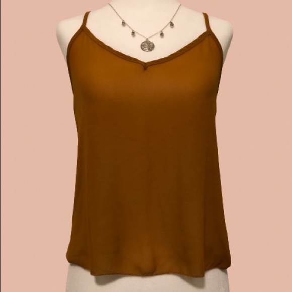 💸 $2 ADD-ON Sirens Burnt Orange Sheer Tank Top - Picture 1 of 3